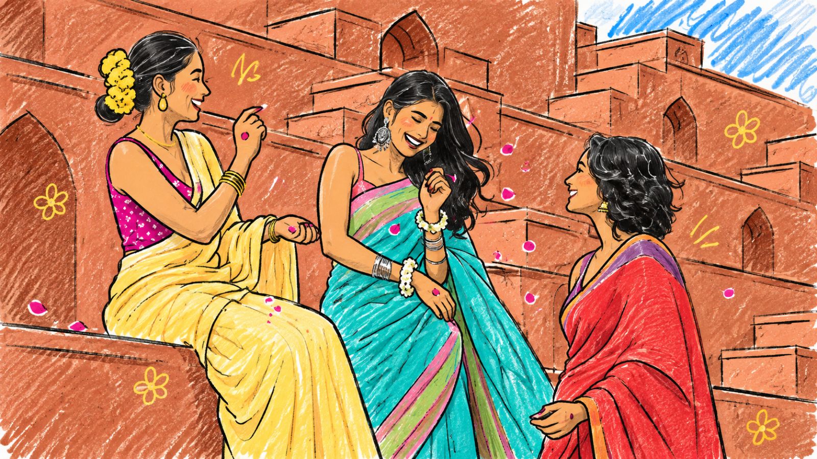 Elegant display of wedding sarees at a premium shop in Gorakhpur