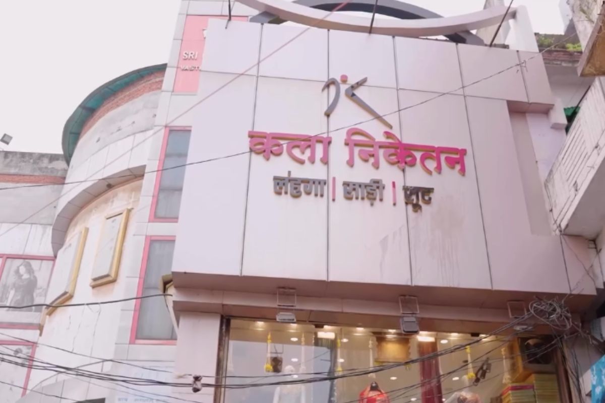 Traditional Banarasi silk sarees displayed at Kala Niketan store in Gorakhpur