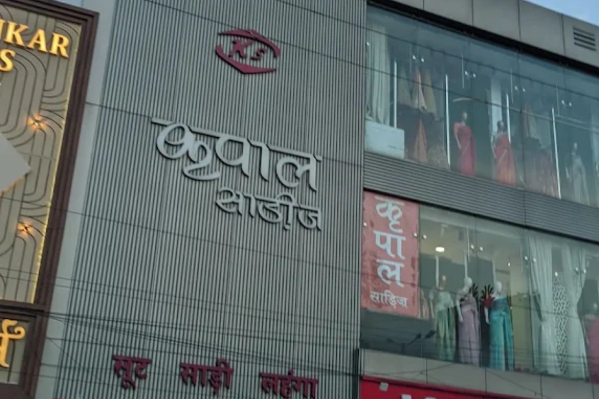 Newly renovated modern interior of Kripal Sarees store in Gorakhpur